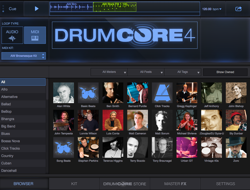 DrumCore 4 Browser Screen